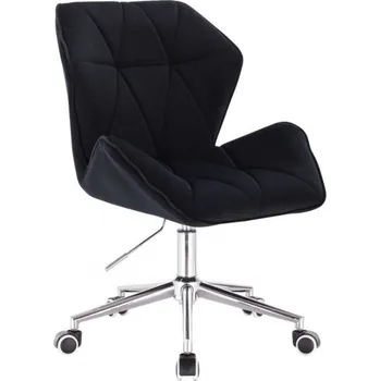 LuxuryForm DESIGN Kosmetická židle MILANO MAX VELUR na stříbrné podstavě s kolečky - černá