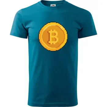 Bitcoin mince - Klasické pánské triko vyšší gramáže - S ( Petrolejová )