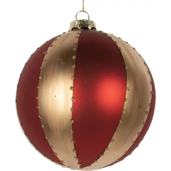 Vánoční ozdoba Červeno-zlatá skleněná vánoční ozdoba kulatá Hermion I L – 12x12 cm