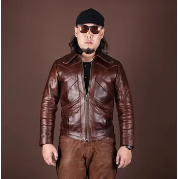 Moto bunda Leather Fashion Vintage bunda z toskánské hovězí kůže v úzkém střihu Velikost: S