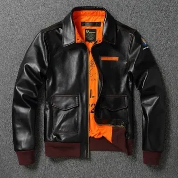 Moto bunda Leather Fashion Letecká bunda A2 z koňské kůže inspirovaná armádním designem Velikost: 5XL, Barva (Varianta): Černá