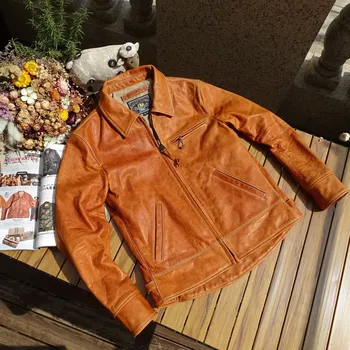 Moto bunda Leather Fashion Krátká jezdecká bunda z pravé kůže v elegantním střihu Velikost: L, Barva (Varianta): Amber