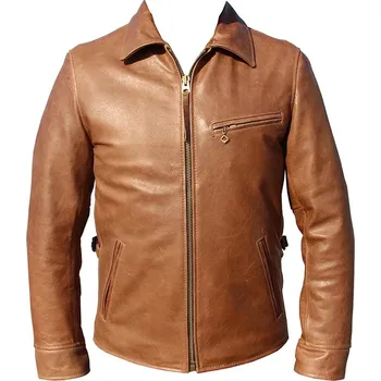 Moto bunda Leather Fashion Retro bunda z olejované kůže v klasickém stylu Velikost: L, Barva (Varianta): Light Brown OilWaxed