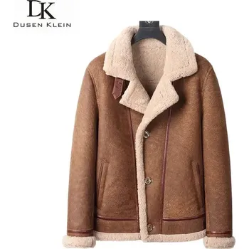 Hodinky Leather Fashion Zimní kabát z jehněčí kůže s vlněnou podšívkou Barva: Hnědá, Velikost: 2XL