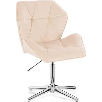 LuxuryForm DESIGN Kosmetická židle MILANO MAX VELUR na stříbrném kříži - krémová