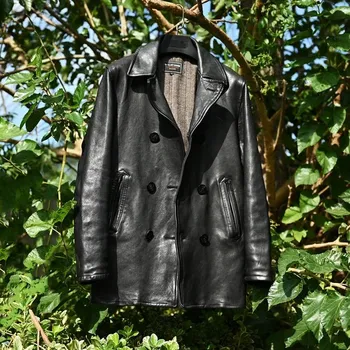 Moto bunda Leather Fashion Kožený kabát z jehněčí kůže v klasickém střihu Barva: Černá, Velikost: L