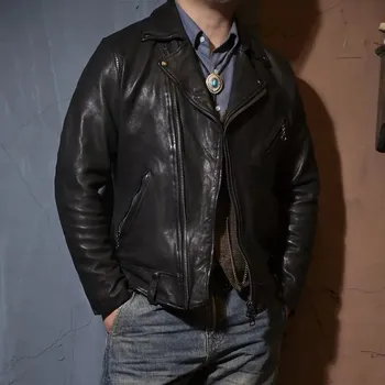 Moto bunda Leather Fashion Motorkářská bunda z jehněčí kůže v elegantním střihu Barva: Černá, Velikost: L
