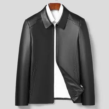 Moto bunda Leather Fashion Elegantní pánská bunda z pravé hovězí kůže s límcem a zipem Barva: Černá, Velikost: 4XL
