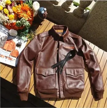 Moto bunda Leather Fashion Letecká bunda A2 z hovězí kůže v klasickém stylu Barva: Hnědá, Velikost: L