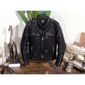 Moto bunda Leather Fashion Stylová bunda z jehněčí kůže s italským činěním Barva: Černá, Velikost: M