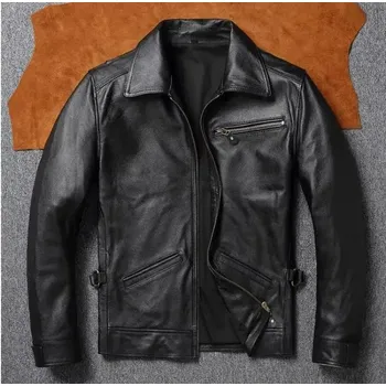 Moto bunda Leather Fashion Pánská motorkářská bunda z měkké hovězí kůže ve vintage stylu Barva: Černá, Velikost: L