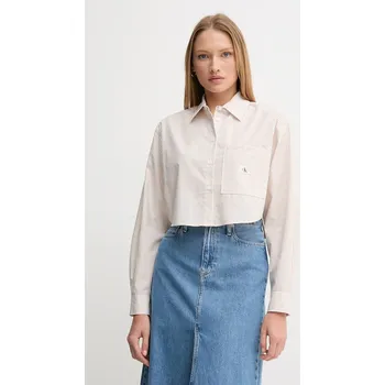 Pánská móda Bavlněná košile Calvin Klein Jeans J20J225078 béžová 02X, vel. L