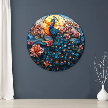 Obraz Kulatý vitrážový obraz - Páv | DUBLEZ
