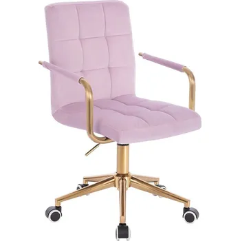 LuxuryForm DESIGN Kosmetická židle VERONA GOLD VELUR na zlaté podstavě s kolečky - levandule