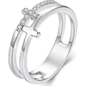 Prsten For Silver Prsten s Křížky s Moissanitem 0,008ct – Stříbro 925 Velikost prstenu: 57mm