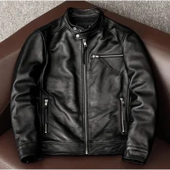 Moto bunda Leather Fashion Kožená bunda z brazilské hovězí kůže v úzkém střihu Barva: Černá, Velikost: 4XL