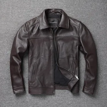 Moto bunda Leather Fashion Pánská motorkářská bunda z hovězí kůže Barva: Hnědá, Velikost: 4XL