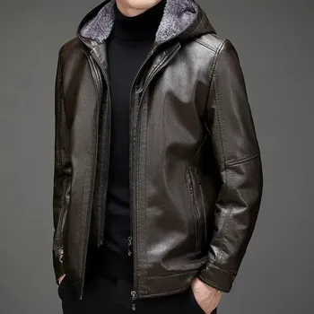 Moto bunda Leather Fashion Zimní krátká bunda z pravé jehněčí kůže s kožíškem Barva: Kávová, Velikost: L