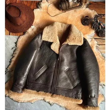 Moto bunda Leather Fashion Zimní bunda z pravé vlny a kůže s ovčí kožešinou Velikost: M, Barva (Varianta): brown Barva