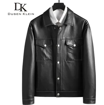 Moto bunda Leather Fashion Klasická kožená bunda z pravé jehněčí kůže s kapsami Barva: Černá, Velikost: 4XL