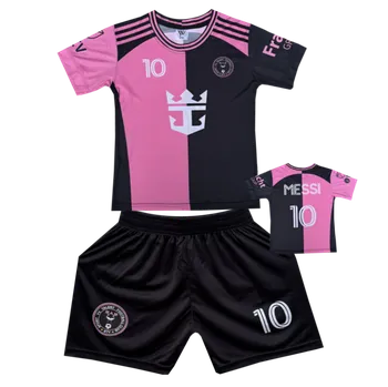 Fotbal Numberoplus Premium dětský fotbalový dres Komplet Inter Miami black/pink - Lionel Messi.Č.10 Velikost: 15 let (vel.164)