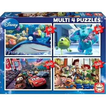 Puzzle Puzzle 50 + 80 + 100 + 150 dílků Educa Hrdinové pohádek Disney / Pixar