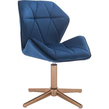 LuxuryForm DESIGN Kosmetická židle MILANO MAX VELUR na zlatém kříži - modrá