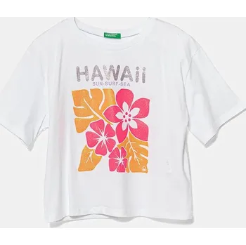 Dětská móda Dětské bavlněné tričko United Colors of Benetton 35RYC10OZ.G.Seasonal bílá 00X, vel. 122