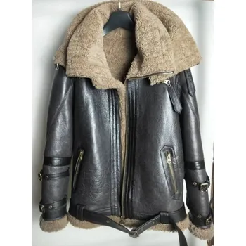 Hodinky Leather Fashion Zimní kabát z jehněčí kůže s dvojitým límcem Barva: Hnědá, Velikost: L