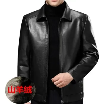 Moto oblečení Leather Fashion Zimní bunda z jehněčí kůže s hustou podšívkou Velikost: XXS, Barva (Varianta): A Black Thick