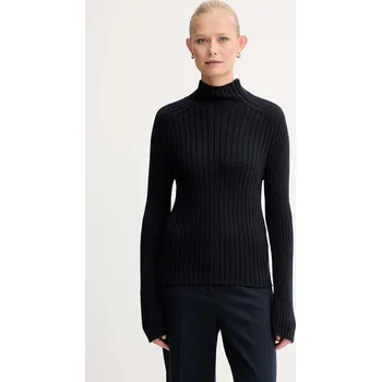 Dámský svetr Bavlněný svetr Marc O'Polo dámský, tmavomodrá barva, s pologolfem, 509605960173 59X, vel. S