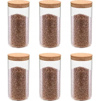 Dóza na potraviny Skleněné dózy se zátkou z korku, 6 ks, 1400 ml