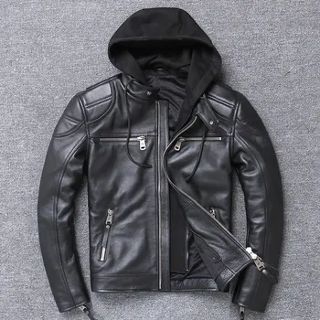 Moto bunda Leather Fashion Zimní motorkářská bunda z pravé hovězí kůže Barva: Černá, Velikost: 4XL