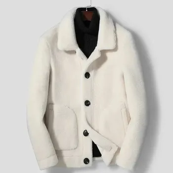 Moto bunda Leather Fashion Oboustranný vlněný kabát v elegantním pánském střihu Barva: Bílá, Velikost: M