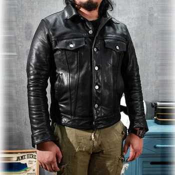 Moto bunda Leather Fashion Pánská kožená bunda z italské hovězí kůže v klasickém slim střihu Velikost: M