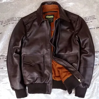 Moto bunda Leather Fashion Kožená bunda v armádním stylu z pravé hovězí kůže Barva: Hnědá, Velikost: L