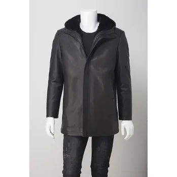 Moto bunda Leather Fashion Luxusní kabát z jelení kůže s odepínací vlněnou podšívkou Barva: Černá, Velikost: L