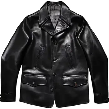 Moto bunda Leather Fashion Kožený kabát z italské hovězí kůže v casual střihu Barva: Černá, Velikost: S