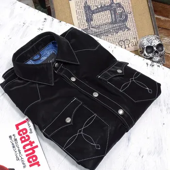 Moto bunda Leather Fashion Vyšívaná motorkářská bunda z jehněčí kůže Velikost: L, Barva (Varianta): Sliver Line