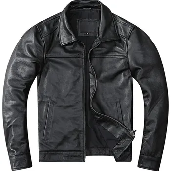 Moto bunda Leather Fashion Lehká bunda z hovězí kůže pro jaro a podzim Velikost: L, Barva (Varianta): Black Cowhide