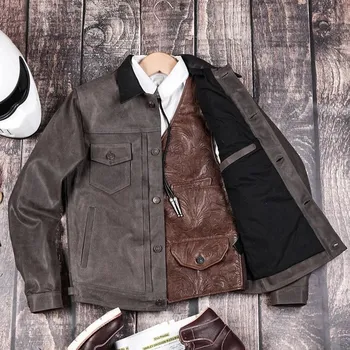 Moto bunda Leather Fashion Kožená bunda z toskánské kůže s vintage vzhledem Velikost: L