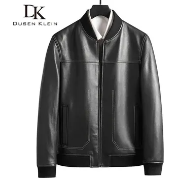 Moto bunda Leather Fashion Pánská černá kožená bunda z jehněčí kůže s kapsami Barva: Černá, Velikost: L