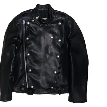 Moto bunda Leather Fashion Motorkářská bunda z teletiny v japonském stylu Barva: Černá, Velikost: L