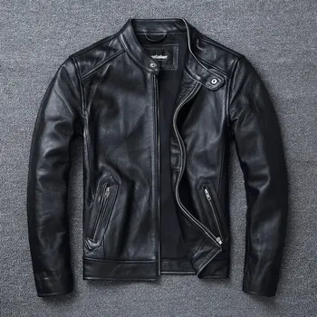 Moto bunda Leather Fashion Pánská kožená bomber bunda z pravé hovězí kůže ve slim střihu Barva: Černá, Velikost: XL
