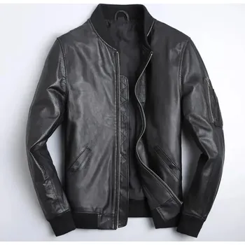 Moto bunda Leather Fashion Kožená bunda MA-1 z hovězí kůže v leteckém stylu Velikost: M, Barva (Varianta): Thin Sheepskin