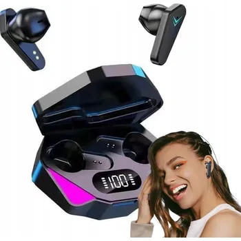 Sluchátka BEZDRÁTOVÁ BLUETOOTH SLUCHÁTKA DO UŠÍ ŠPUNTY HERNÍ ČERNÁ + POUZDRO