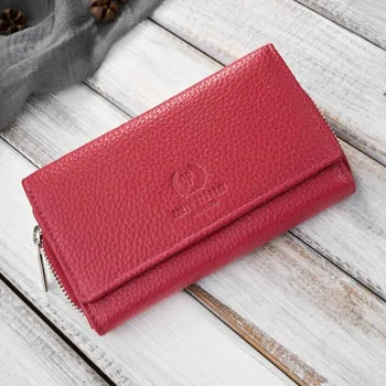 Paolo Peruzzi Velká dámská peněženka z pravé kůže prostorná Peruzzi; červená