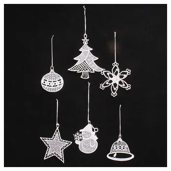 Vánoční ozdoba Háčkované závěsné ozdoby sada mix motivů 6 ks