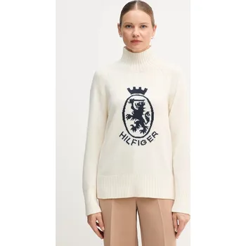 Pánský svetr Svetr s příměsí vlny Tommy Hilfiger béžová barva, s pologolfem, WW0WW46434 01X, vel. M