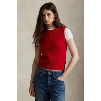 Dámská vesta Kašmírová vesta Polo Ralph Lauren, M, červená, 33X